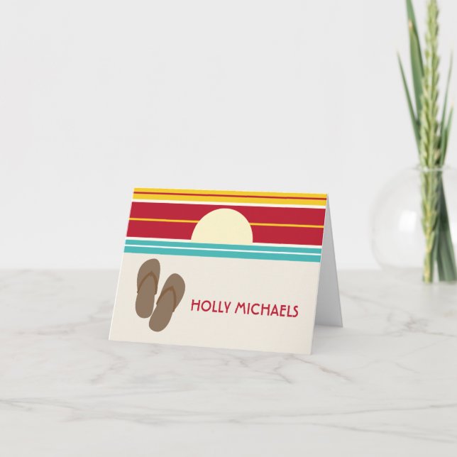 Tarjeta Flip Flops y Notecard inspirada en la puesta de so (Anverso)