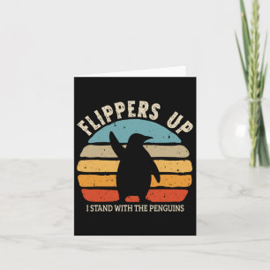 Tarjeta Flippers Up I Stand With Penguins Retro Sunset