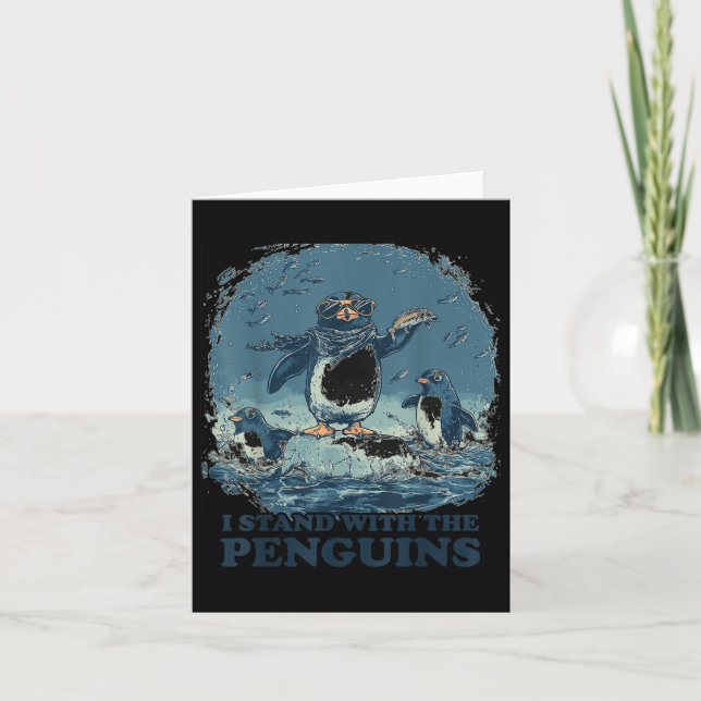 Tarjeta Flippers Up I Stand With The Pingüins (Anverso)