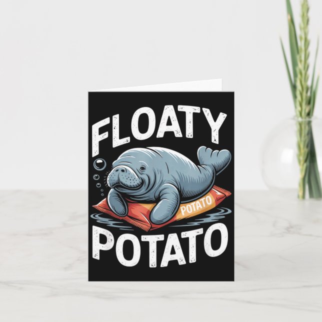 Tarjeta Floaty Tatoes Manatee Funny Sea Cow Ocean Animal L (Anverso)