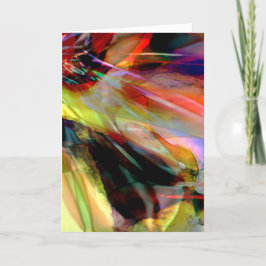 Tarjeta Flor abstracta multicolor en negro amarillo rojo