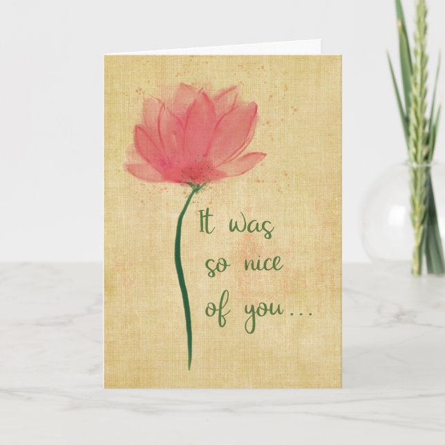 Tarjeta Flor acuarela Gracias Por Ser Tan Agradable (Anverso)