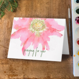 Tarjeta Flor acuarela pintada a mano   Rezando Por Ti