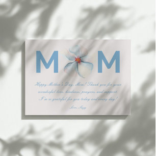 Tarjeta Flor acuática MOM saludo de guiones del Día de la 