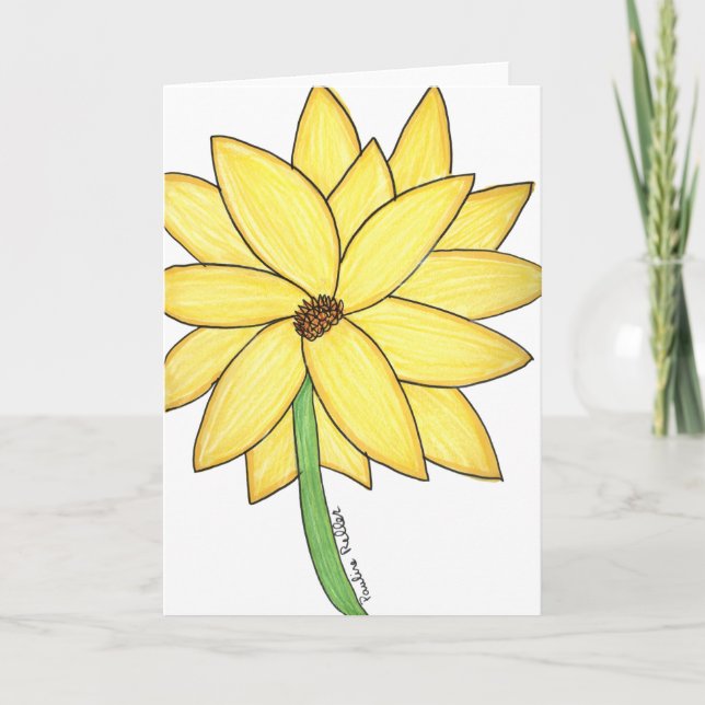 Tarjeta Flor Amarilla en Blanco (Anverso)