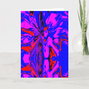 Tarjeta Flor azul azul negro magenta con figura