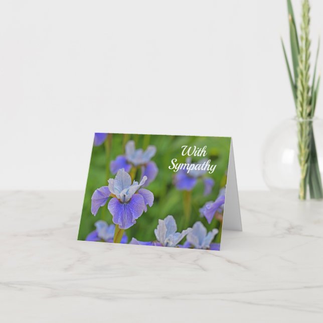 Tarjeta Flor Azul Iris Con Condolencia De Compasión (Anverso)