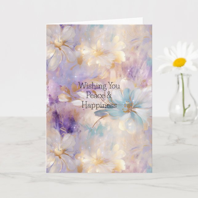 Tarjeta Flor azul morado de oro blanco (Planta pequeña)