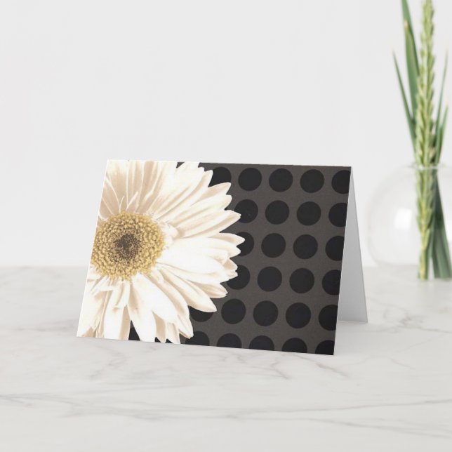 Tarjeta Flor Blanca con Puntos Negros (Anverso)