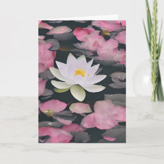 Tarjeta Flor Blanca De Adultos Y Cerezo Rosa En Estanques
