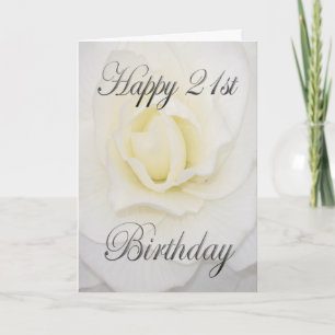 Tarjeta Flor blanca feliz cumpleaños 21