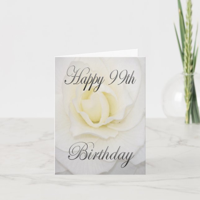 Tarjeta Flor Blanca Feliz cumpleaños 99 (Anverso)