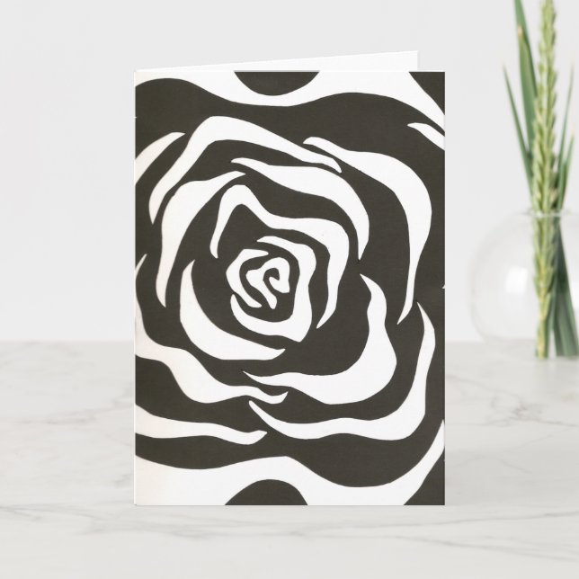 Tarjeta Flor blanca negra abstracta (Anverso)