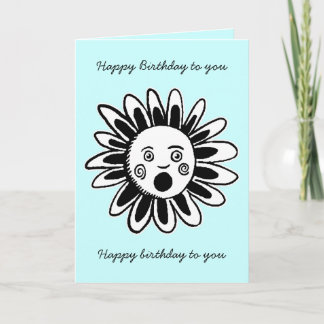 Tarjeta Flor cantante - Canción de cumpleaños feliz - Azul