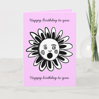 Tarjeta Flor cantante - canción de cumpleaños feliz - rosa