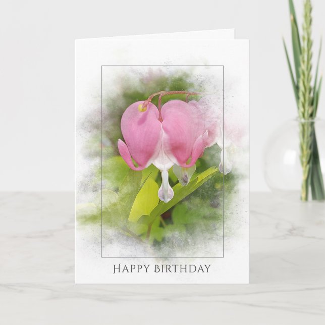 Tarjeta flor cardíaca sangrante de cumpleaños (Anverso)