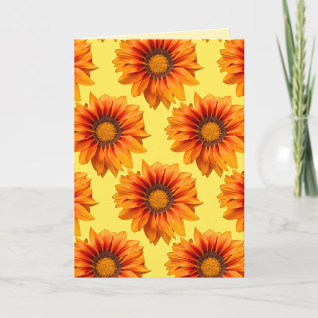 Tarjeta Flor cortada con gradiente naranja amarillo brilla (Anverso)