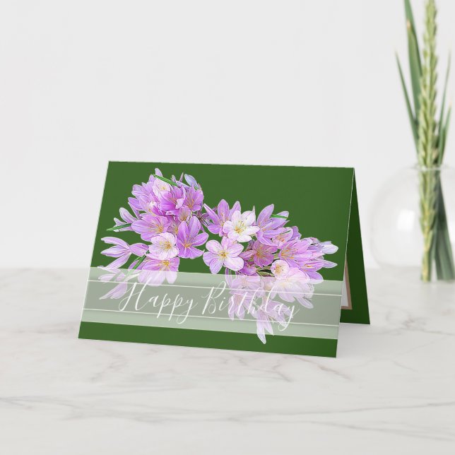 Tarjeta Flor Crocus Moderno Flor Bouquet Aniversario rosa (Anverso)