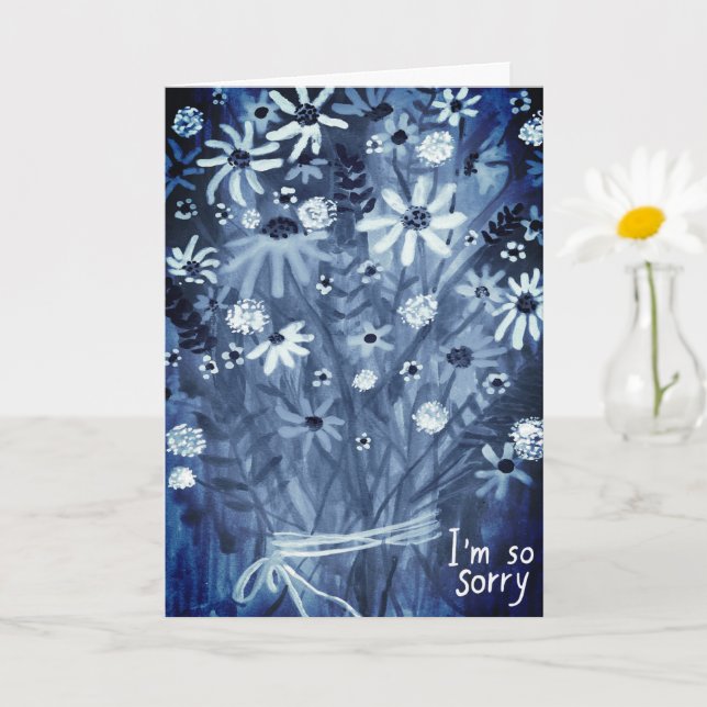 Tarjeta Flor Daisies Bouquet CONDOLENCES azul (Planta pequeña)