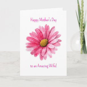 Tarjeta Flor de Acuarela Rosa Día de la Madre 