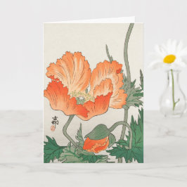 Tarjeta Flor de amapola naranja vintage japonesa, Ohara Ko