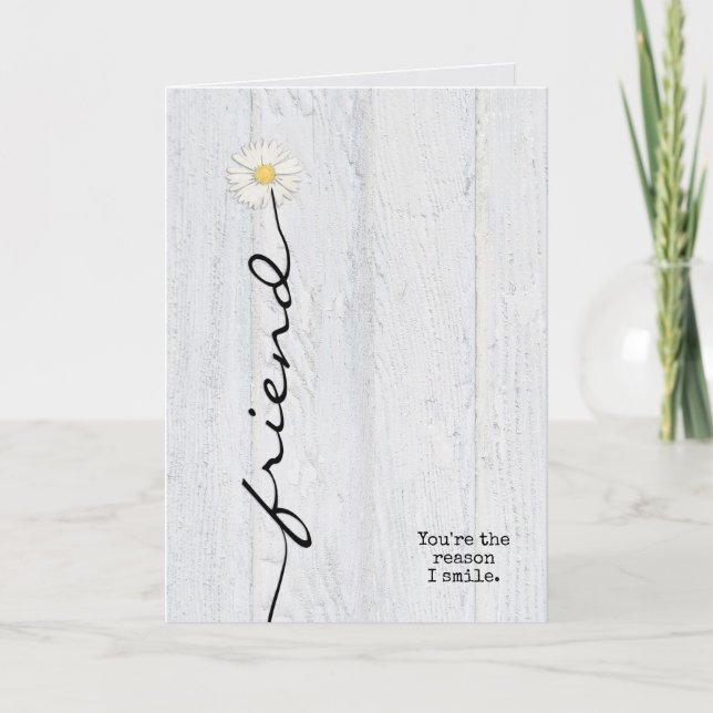 Tarjeta flor de amistad margarita en madera (Anverso)
