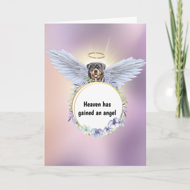 Tarjeta Flor de ángel rottweiler wreath cielo rosa oscuro (Anverso)