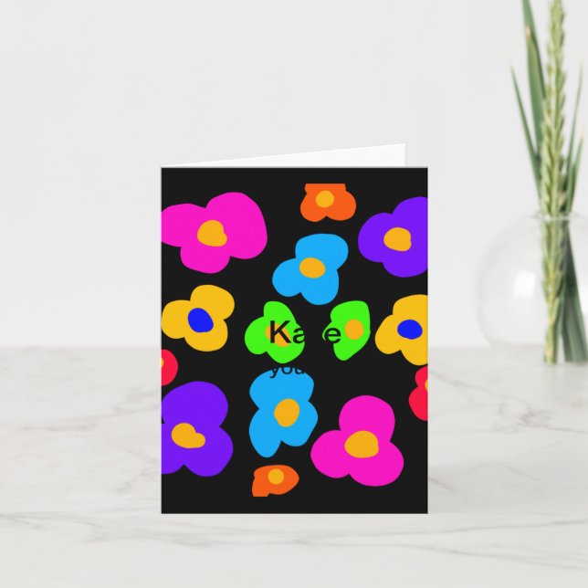 Tarjeta Flor de Arcoíris Orgullo Amor Añadir Nombre Texto  (Anverso)