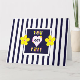 Tarjeta Flor de arte amarillo brillante a rayas de la mari