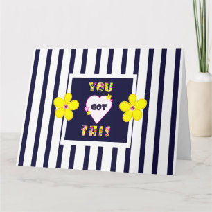 Tarjeta Flor de arte amarillo brillante a rayas de la mari