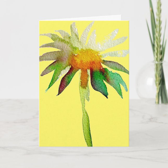 Tarjeta Flor de arte moderno de margarita en amarillo Feli (Anverso)