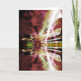 Tarjeta Flor de cazador abstrante de color blanco y oliva