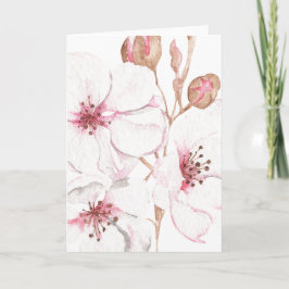 Tarjeta Flor de cerezo desprendido a mano (en blanco)