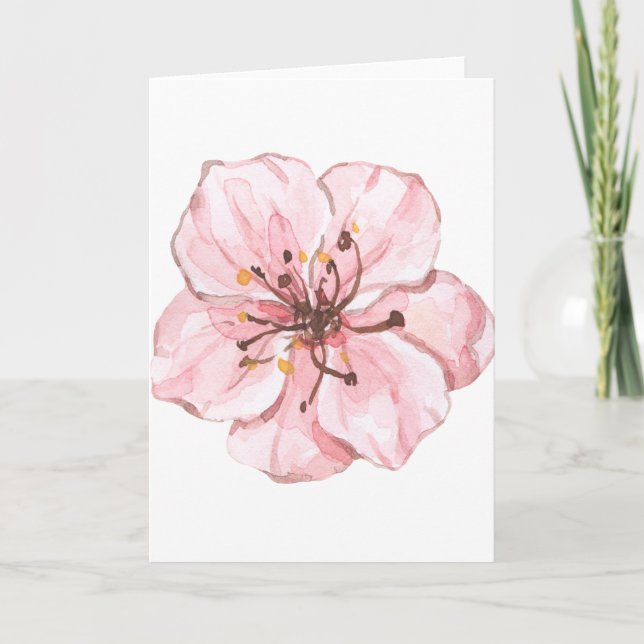 Tarjeta Flor de cerezo desprendido a mano (en blanco) (Anverso)