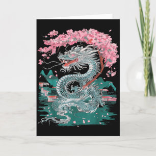 Tarjeta Flor de cerezo Dragón chino Año Nuevo chino 202