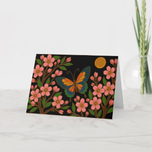 Tarjeta Flor de Cerezo Luna Mariposa