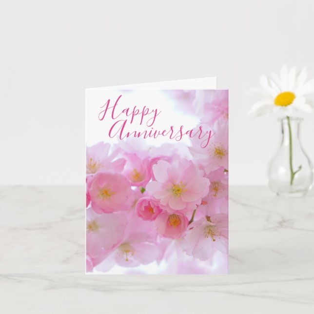 Tarjeta Flor de cerezo rosa | Aniversario personalizado (Planta pequeña)