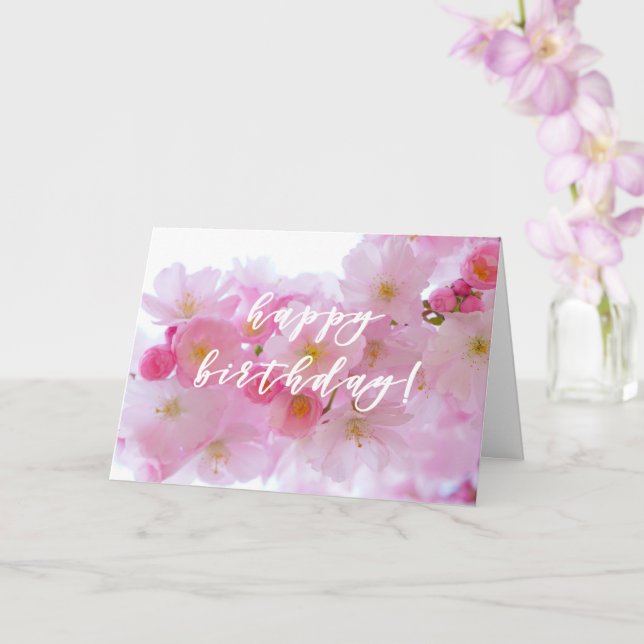 Tarjeta Flor de cerezo rosa | Cumpleaños feliz (Orquídea)