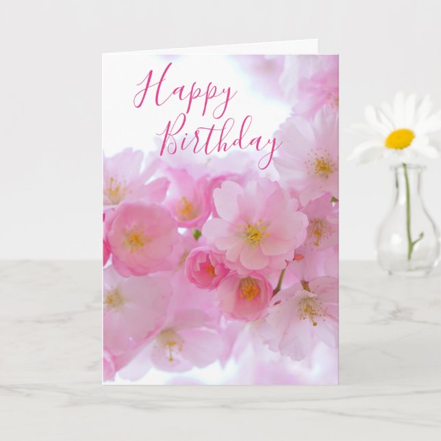 Tarjeta Flor de cerezo rosa | Cumpleaños personalizado (Planta pequeña)