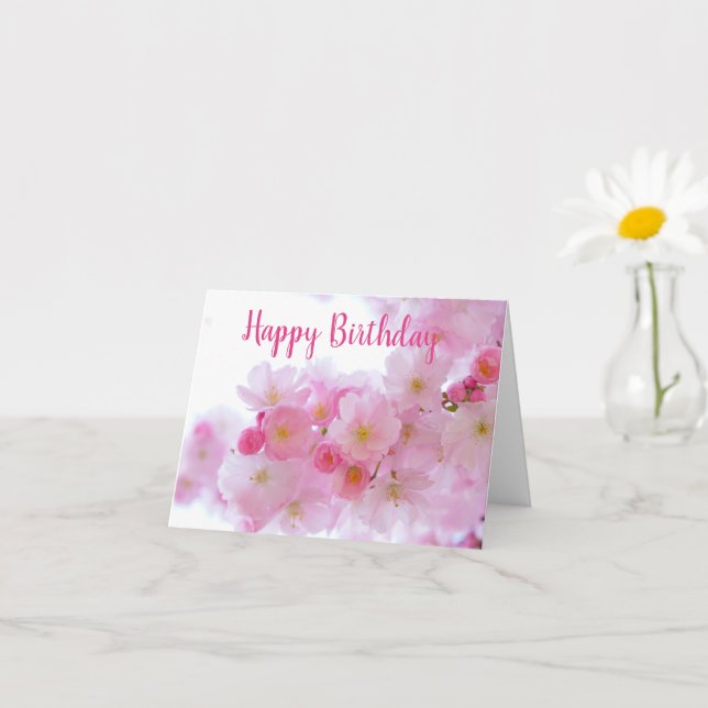 Tarjeta Flor de cerezo rosa | Cumpleaños personalizado (Planta pequeña)