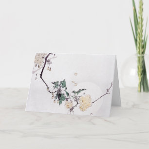 Tarjeta Flor de cerezo y luna llena, Watanabe Seitei
