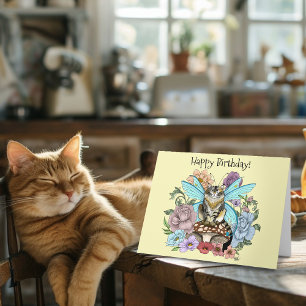 Tarjeta Flor de champiñón de gato de carne de pollo