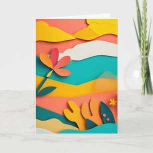 Tarjeta Flor de Coral de Papel Cortado