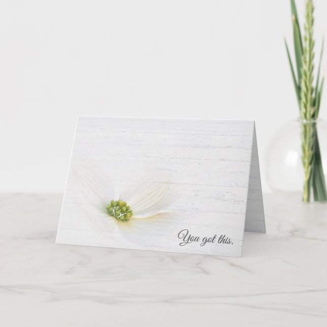 Tarjeta Flor de Cosmos en Madera Blanqueada (Anverso)