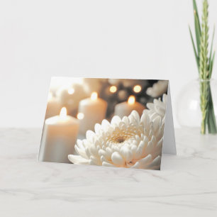 Tarjeta Flor de Crisantemo de Aniversario y Velas