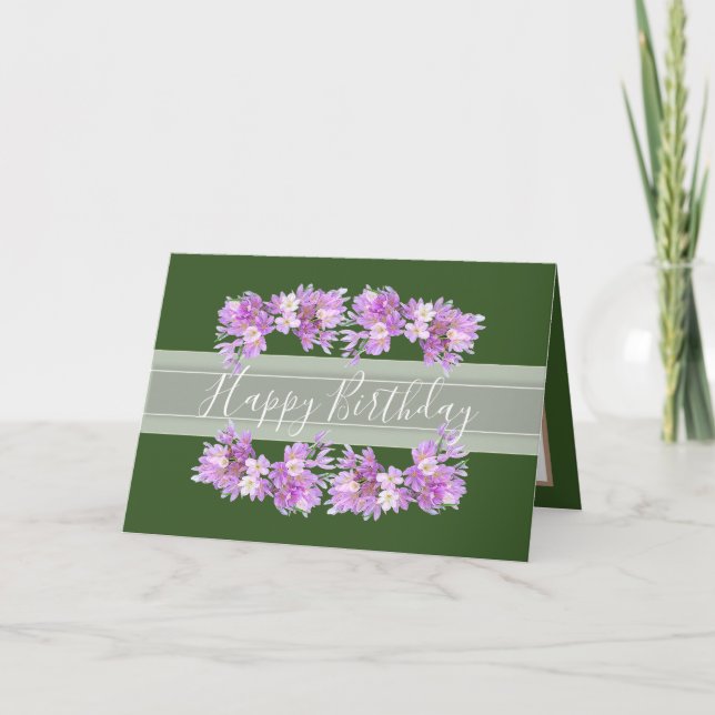 Tarjeta Flor de Crocus Flor Bouquet Chica Verde Cumpleaños (Anverso)