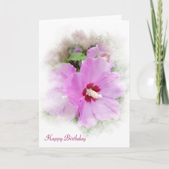 Tarjeta flor de cumpleaños de hibiscus rosa (Anverso)
