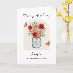 Tarjeta Flor de cumpleaños del mes de agosto