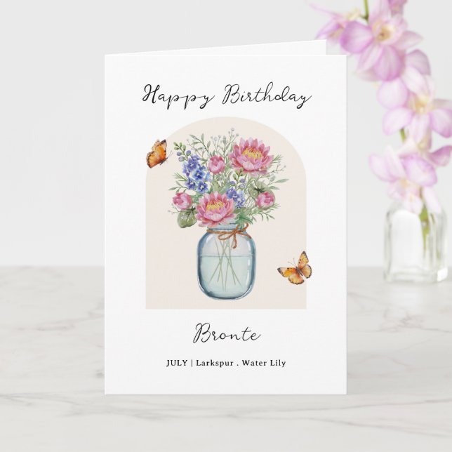 Tarjeta Flor de cumpleaños del mes de julio (Orquídea)