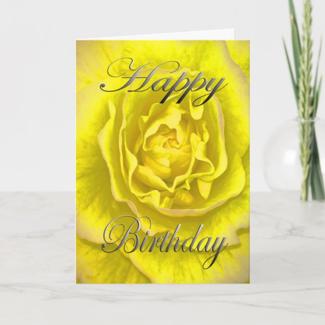 Tarjeta Flor de cumpleaños en amarillo y rosa (Anverso)